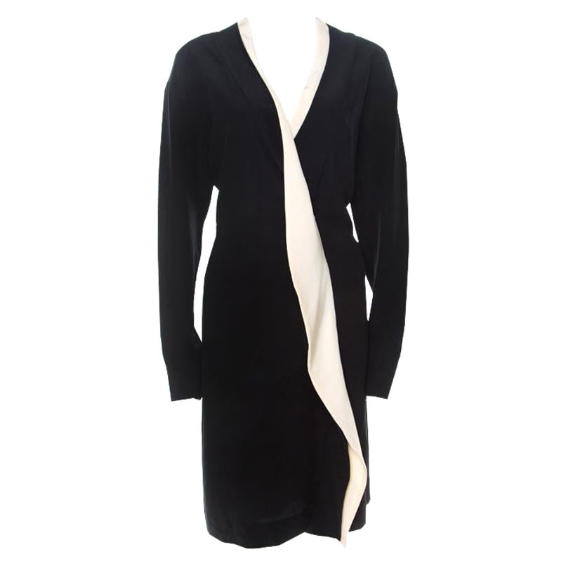 Marni Black Silk Crepe Contrast Collar Detail Short Dress M For Sale