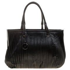 Giorgio Armani Black Pleated Leather Tote