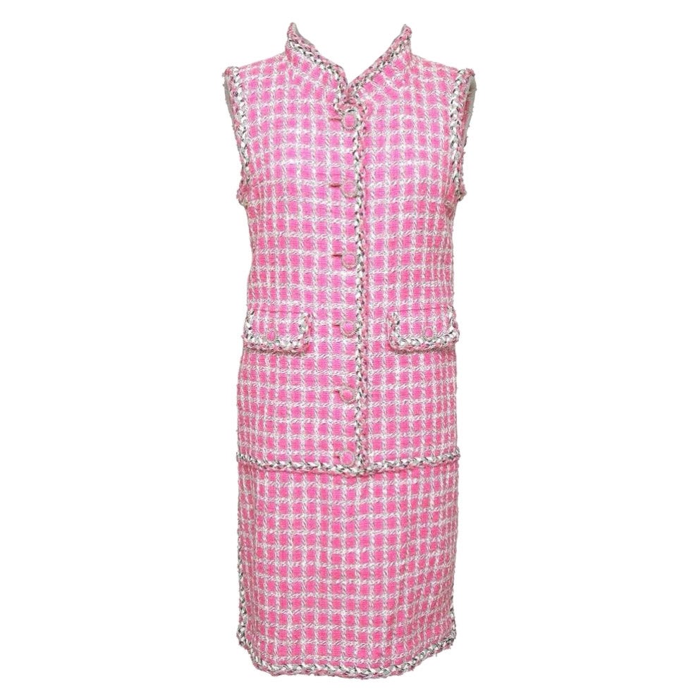 Tweed mid-length dress Chanel Pink size 42 FR in Tweed - 32331209