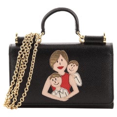 Dolce & Gabbana Mini Geldbörse aus Sizilien an Kette aus Leder mit Applique Mini