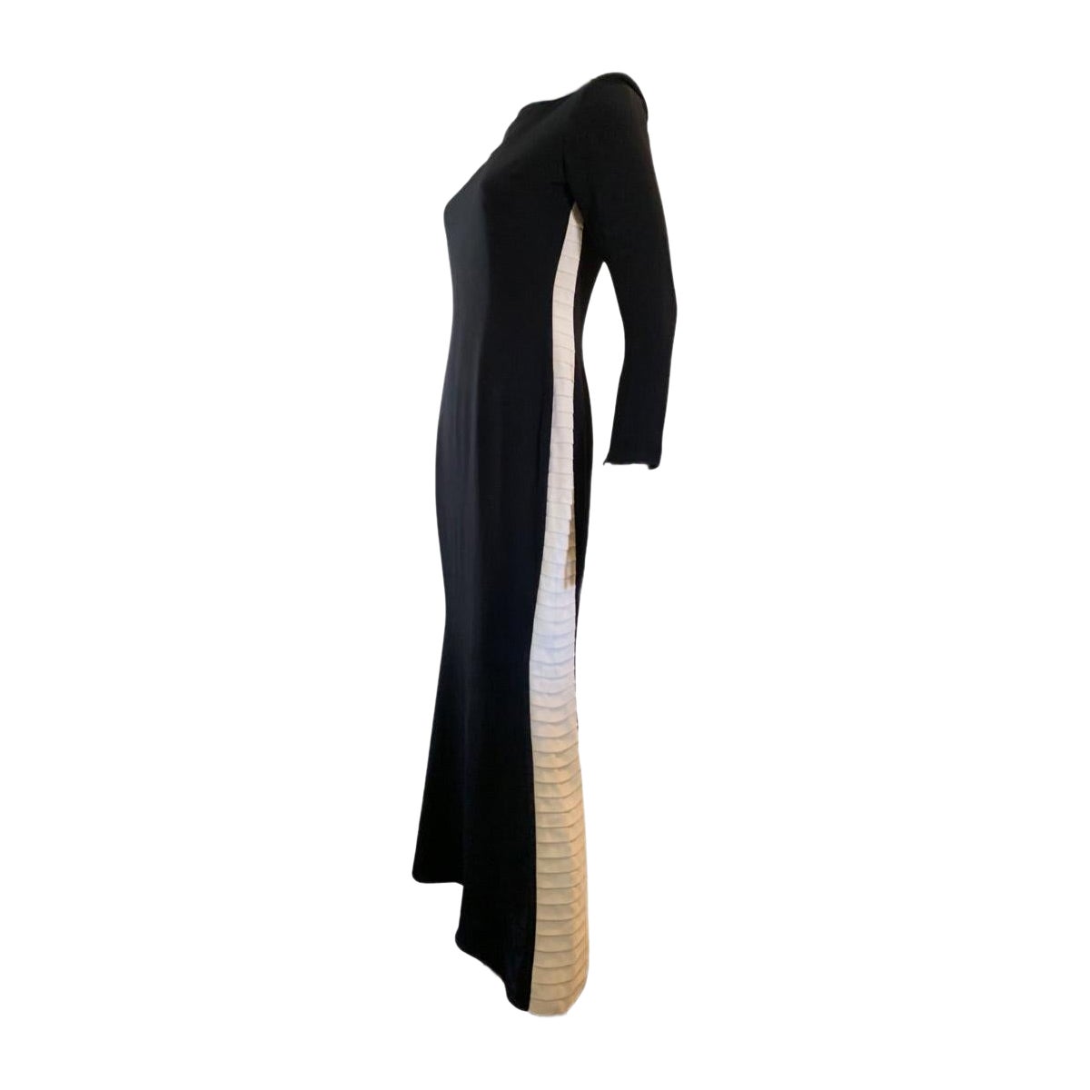 Nero Mayela Haute Couture - Vestito da sera moderno nero e color crema - taglia 6-8 in vendita