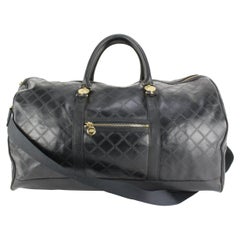 Versace Gold Sunburst Quilted Leather Boston Boston Duffle with Strap 40gv518s