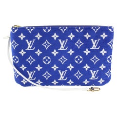 Louis Vuitton Blue Monogram Velvet Match Neverfull Pochette MM or GM 22lv517s