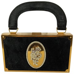 Retro Evans Mini Suede "Suitcase" Minaudiere