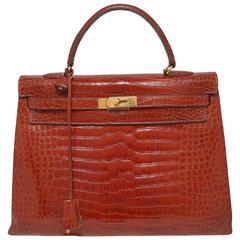 A Hermes crocodile Kelly bag 35inch   year 1993, 