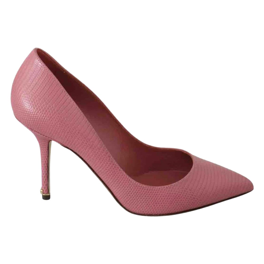 Dolce & Gabbana pink leather pointed toes heels pumps shoes For Sale