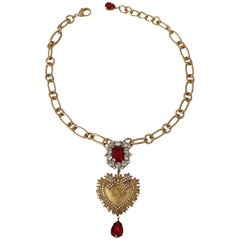 Dolce & Gabbana sacred heart pearl pendant
Chain necklace with red crystals