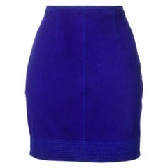 1980s Versus electric blue suede straight mini skirt