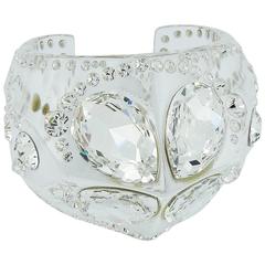Christian Dior Clear Lucite and Crystal Cuff Bracelet