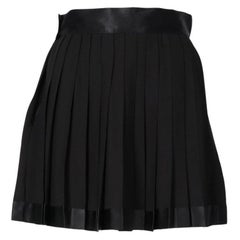 2000s Gianni Versace Black Silk Pleated Miniskirt