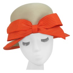 Christine Original Mod Felt Hat With Orange Bow, 1960's