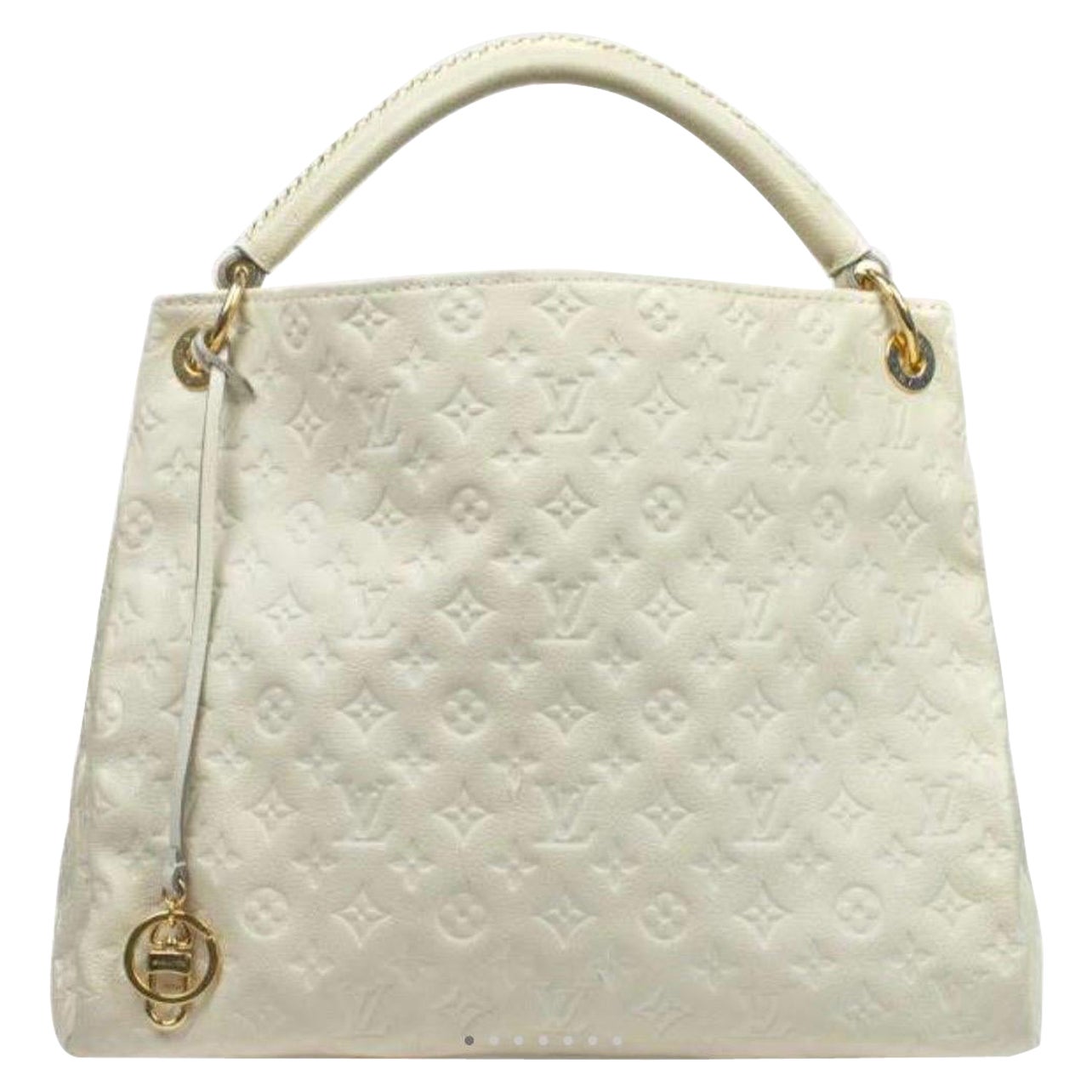 Louis Vuitton White Leather Empreinte Large Hobo Bag Monogram Leather Excellent 