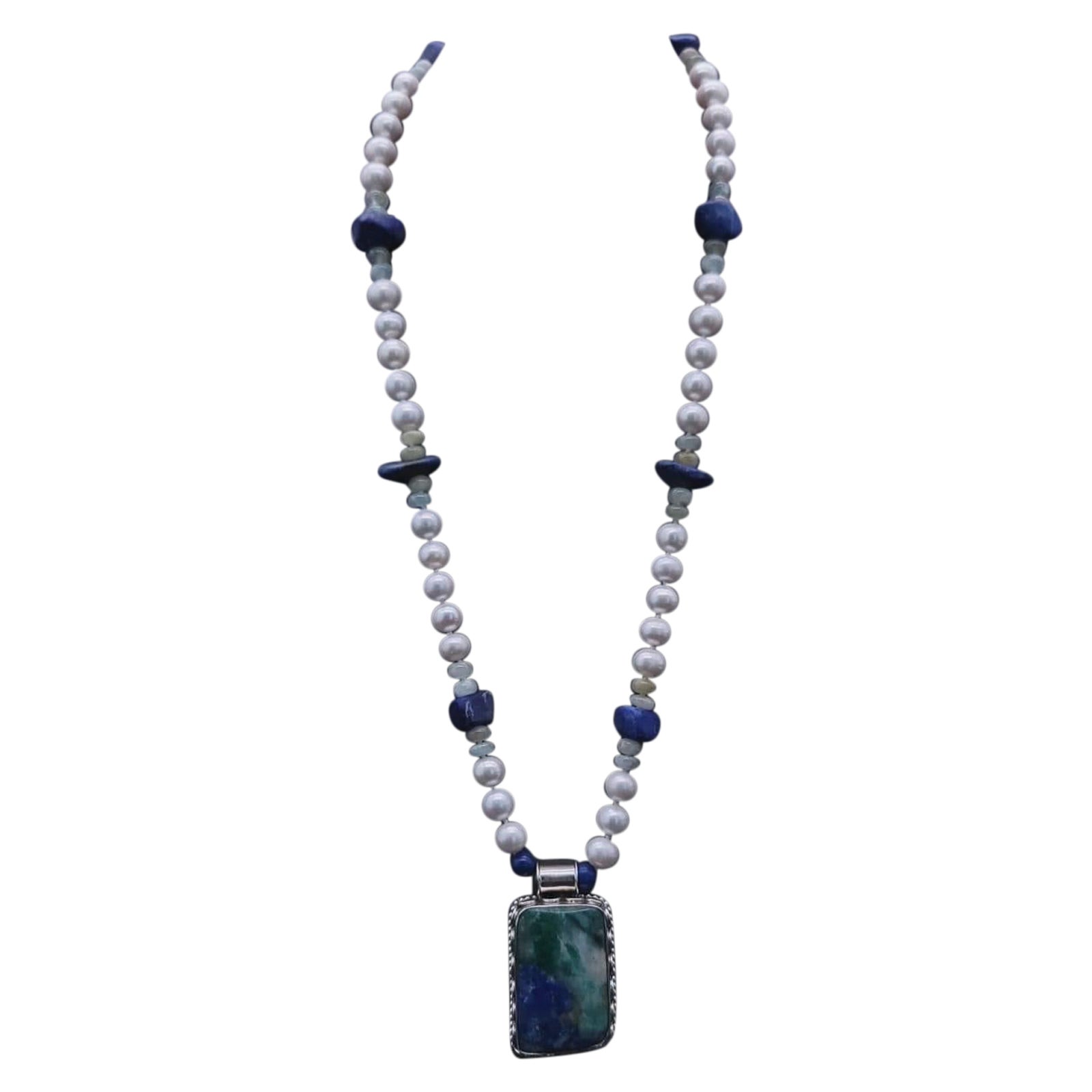 A.Jeschel Stunning Chrysocolla pendant necklace For Sale