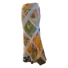 Moschino Cheap & Chic Italy Vintage Floral Swatches Maxi Skirt Size 10