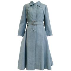 1970s Donald Brooks light blue cotton trench coat 12