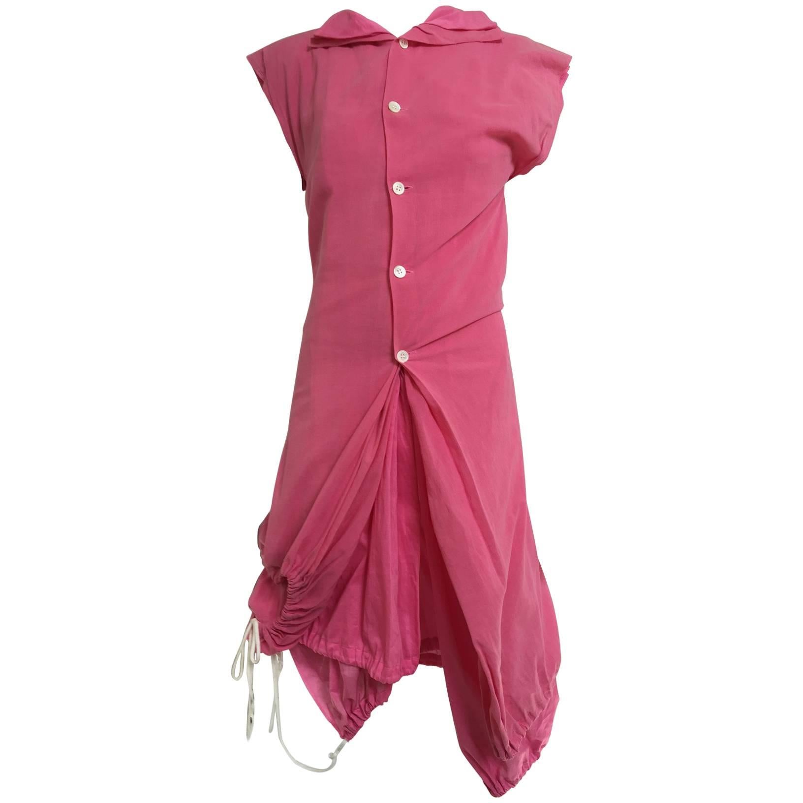 2007 Comme Des Garcons buble gum pink cotton double layer shirt dress