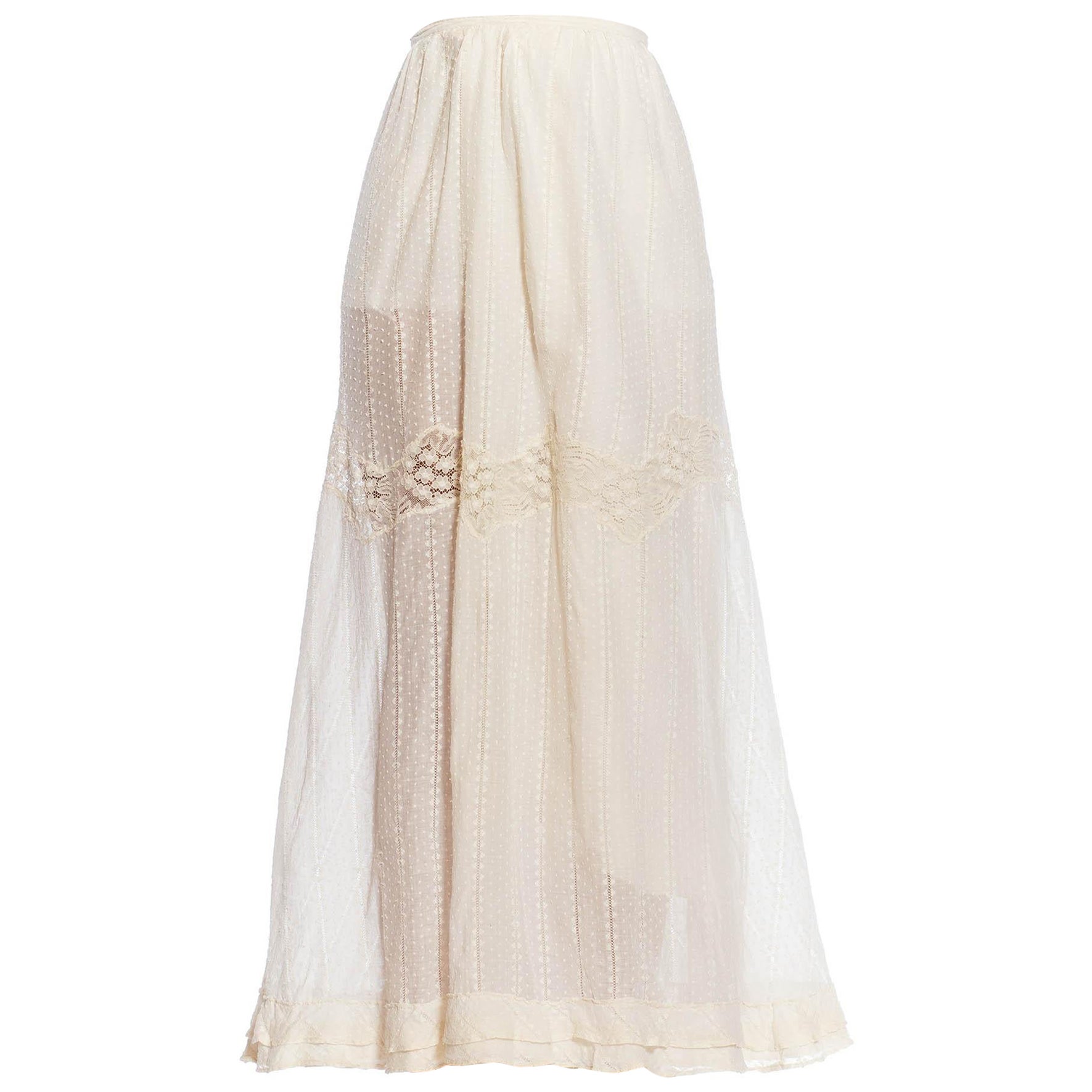 Victorian Ivory Organic Cotton & Lace Trimmed Skirt