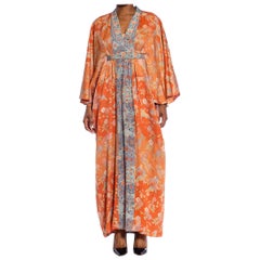MORPHEW COLLECTION Orange Ombré Floral Japanese Kimono Silk Kaftan