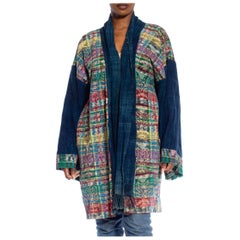 MORPHEW COLLECTION Navy Blue Multi African Cotton & Hand-Woven Guatemalan Ikat 