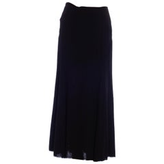 Used 1990S YOHJI YAMAMOTO Black Wool Blend Asymmetrical Maxi Skirt