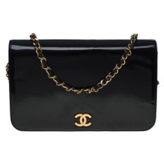 Chanel Classic Full Flap shoulder bag in black patent leather, GHW