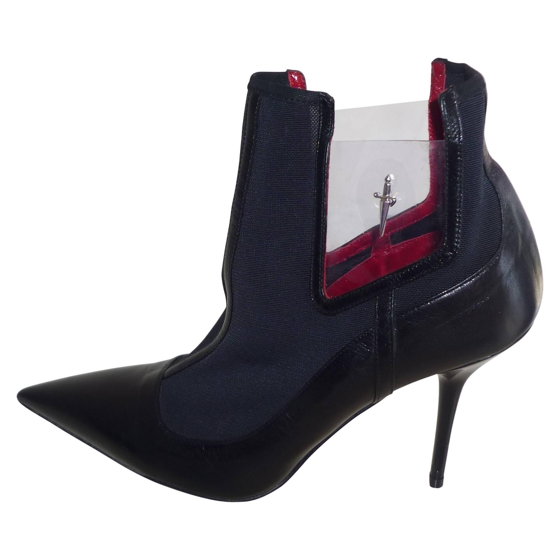 Cesare Paciotti Ankle Boots in Leather, Mesh and Plastic 38 1/2