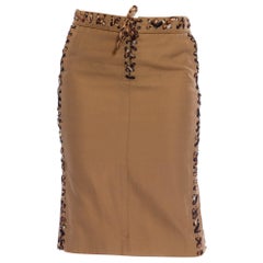 2000S YVES SAINT LAURENT Brown Cotton Tom Ford Safari Collection Skirt