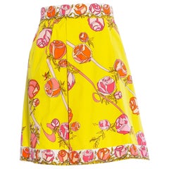 EMILIO PUCCI Yellow & Pink Cotton Floral Skirt