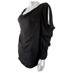 Lanvin Paris 2012 Black Silk Draped Neck and Sleeve Blouse Size 8