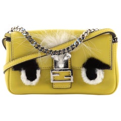 Fendi Monster Baguette Leather and Fur Micro