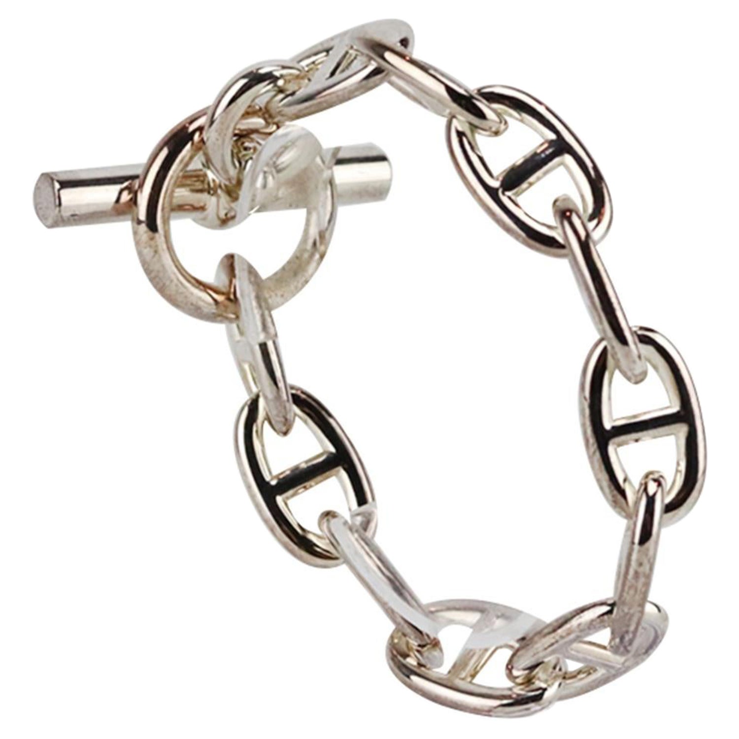 Hermès Chaine D'ancre Very Large Sterling Silver Bracelet For Sale at  1stDibs