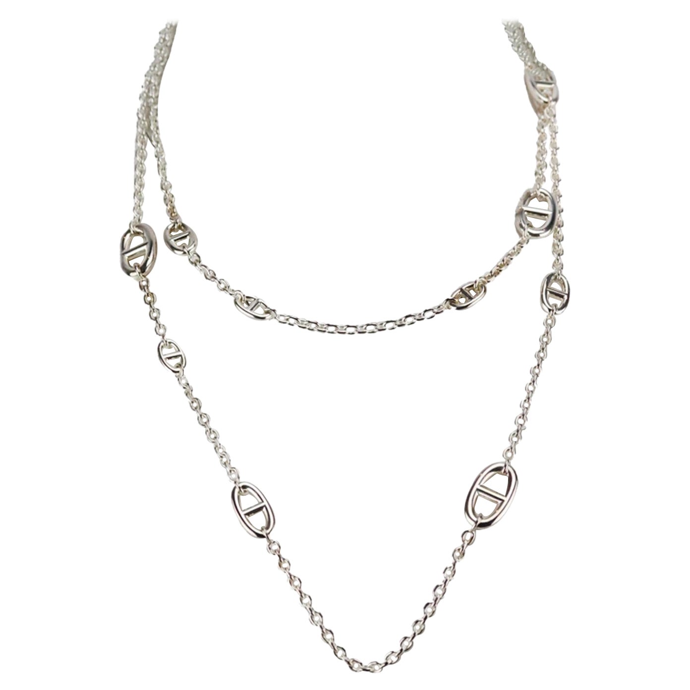 Hermès Farandole Long Sterling Silver Chain Necklace at 1stDibs