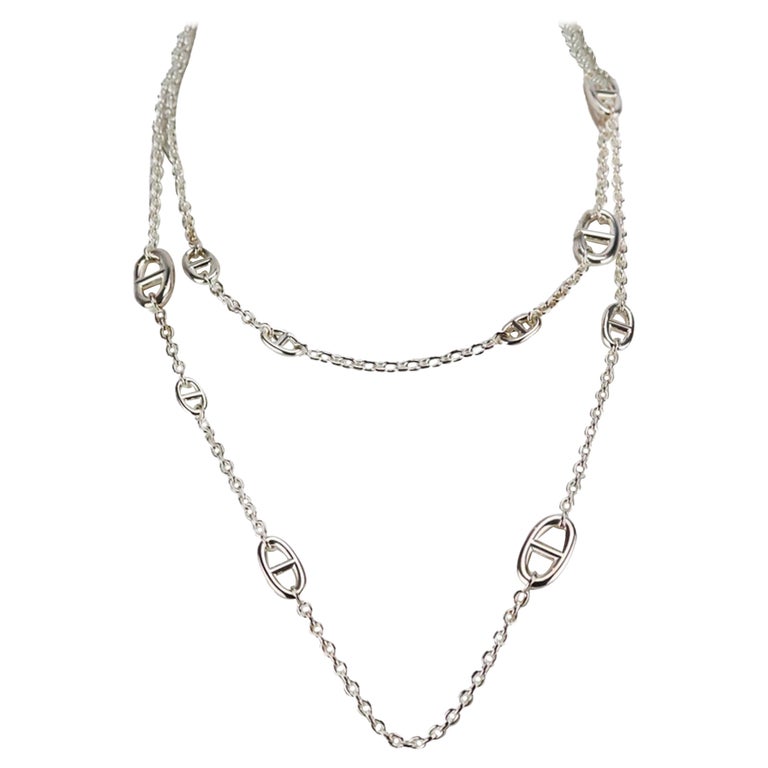 Hermès Farandole Lange Sterling Silber Kette Halskette bei 1stDibs
