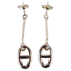 Hermès Farandole Medium Sterling Silver Chain Drop Earrings 