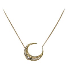 Jacquie Aiche Crescent Moon 14K Yellow Gold Diamond Chain Necklace