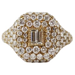 Shay 18K Gelbgold und Baguette Diamant Rosay Ring 13 MM