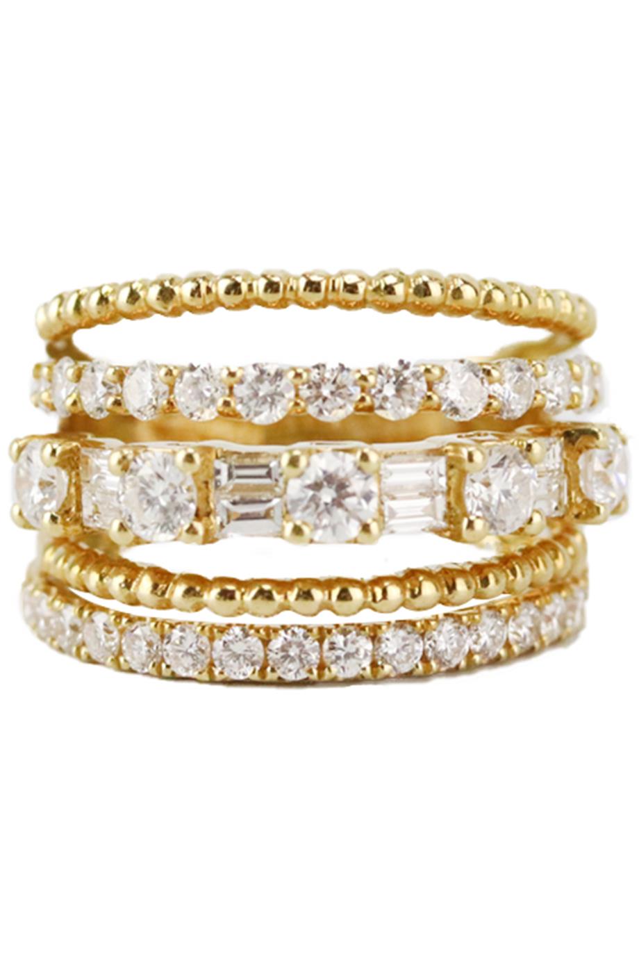 Shay 18K Gelbgold und Offener Ring mit gemischten Diamanten 16 MM 