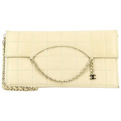 1995 Chanel Beige Quilted Leather Clutch Bag
