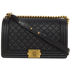Chanel Black Caviar Leather New Medium Boy Bag GHW