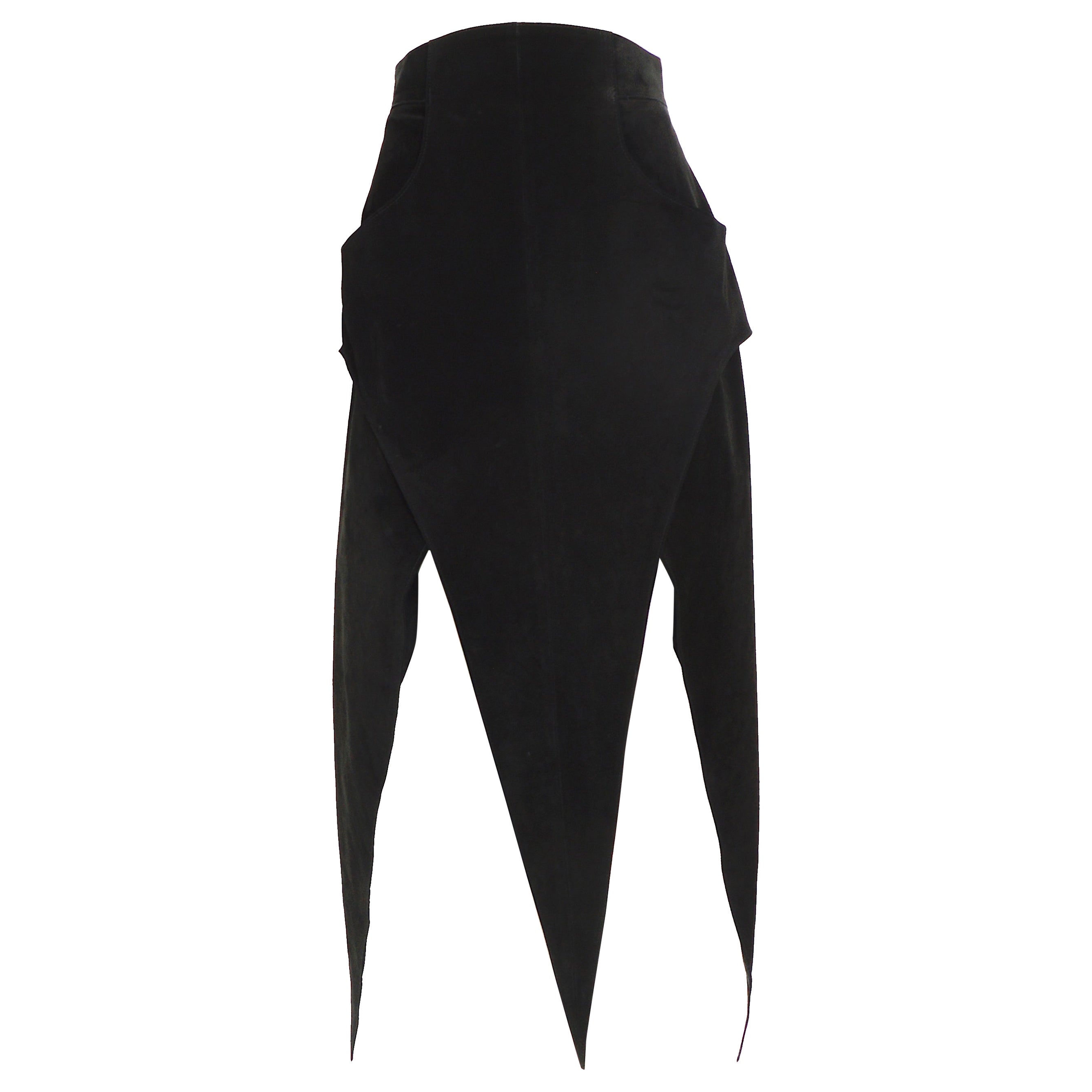 Karl Lagerfeld fall 1993 collectible vintage black suede pointed panels skirt  For Sale