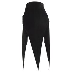Karl Lagerfeld automne 1993 collectible vintage noir en daim jupe à empiècements pointus 