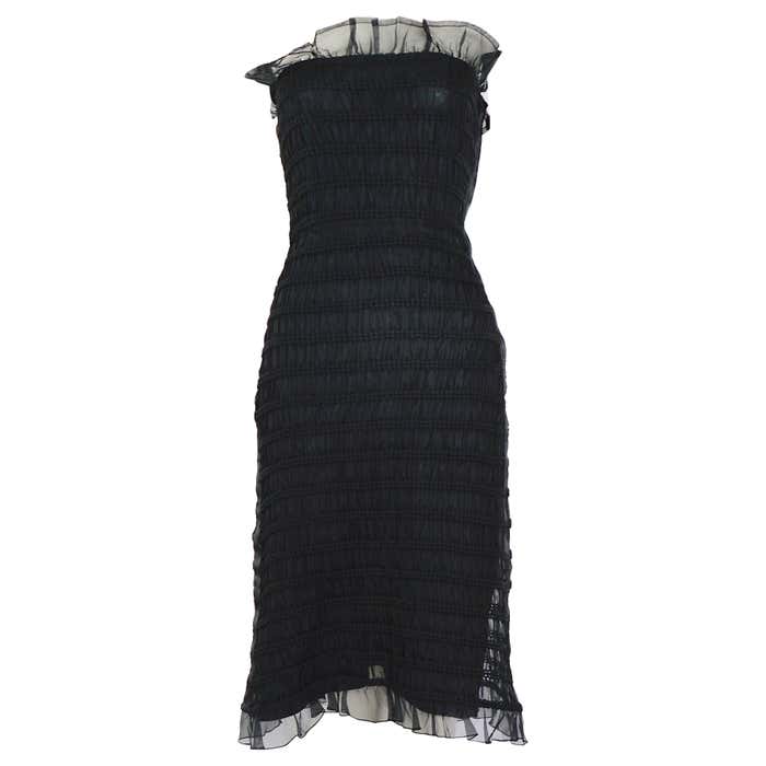 Courreges 1960s vintage black 100% silk smock boned bustier dress For ...