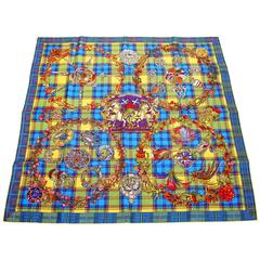 HERMES Scarf Silk "FLEURS D'ECOSSE " Scottish Flowers Signed Sylvia Kerr new 11