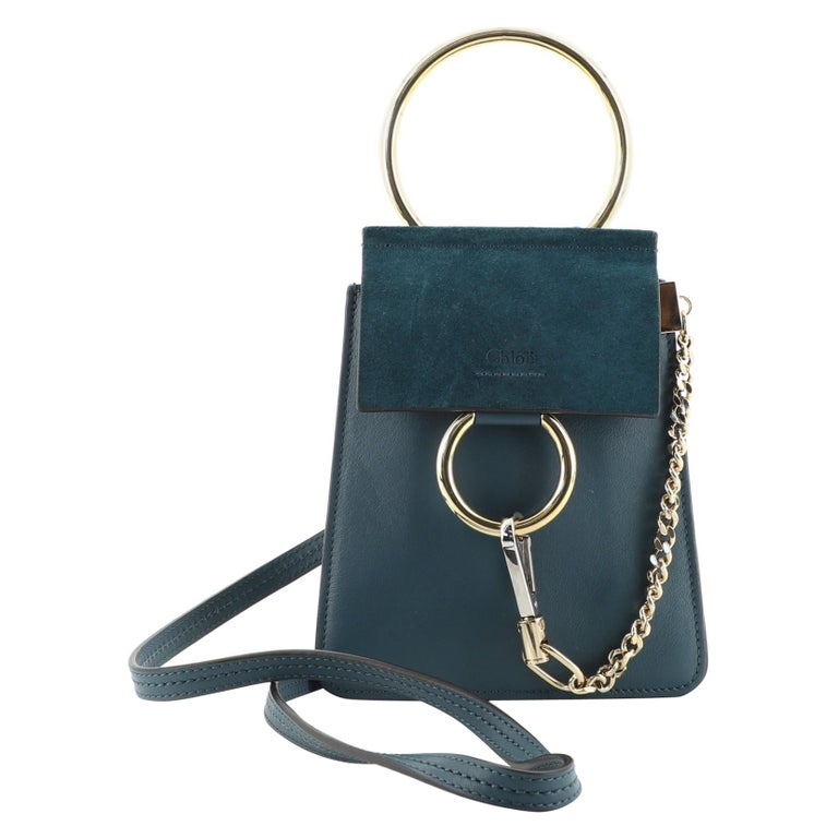 Chloe Faye Bracelet Crossbody Bag Leather and Suede Mini For Sale at 1stDibs
