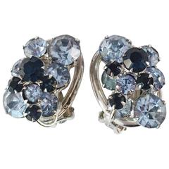 1960s Juliana Blue Rhinestone Earrings