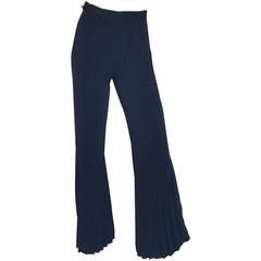 Vintage Chanel Navy Pleat Flare Pants 