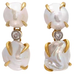 Fabulous Double Keishi Pearl Drop Earrings