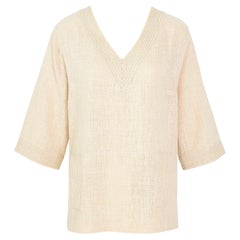 Celine Paris vintage 1970s blouse made in linen or raw jute fabric.