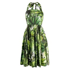 Dolce & Gabbana Jungle print cotton
mid length halter-neck dress