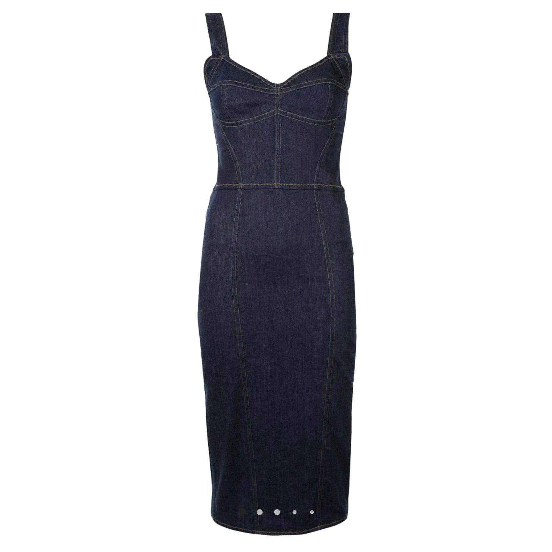 Dolce & Gabbana fitted dark blue denim casual dress features v-neck For Sale